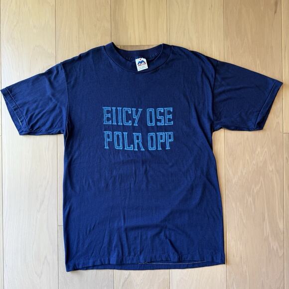 Vintage F**k Off Shirt XL Blue 80s EIICY OSE POLAR OPP Streetwear Punk New York - Picture 2 of 8